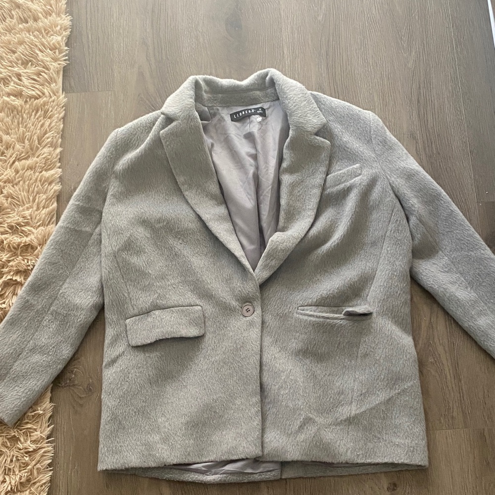 Lioness Brushed Gray Oversized Blazer
